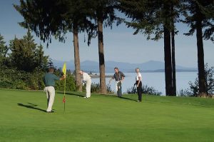 Golf course overlooking the Pacific Ocean in Parksville BC